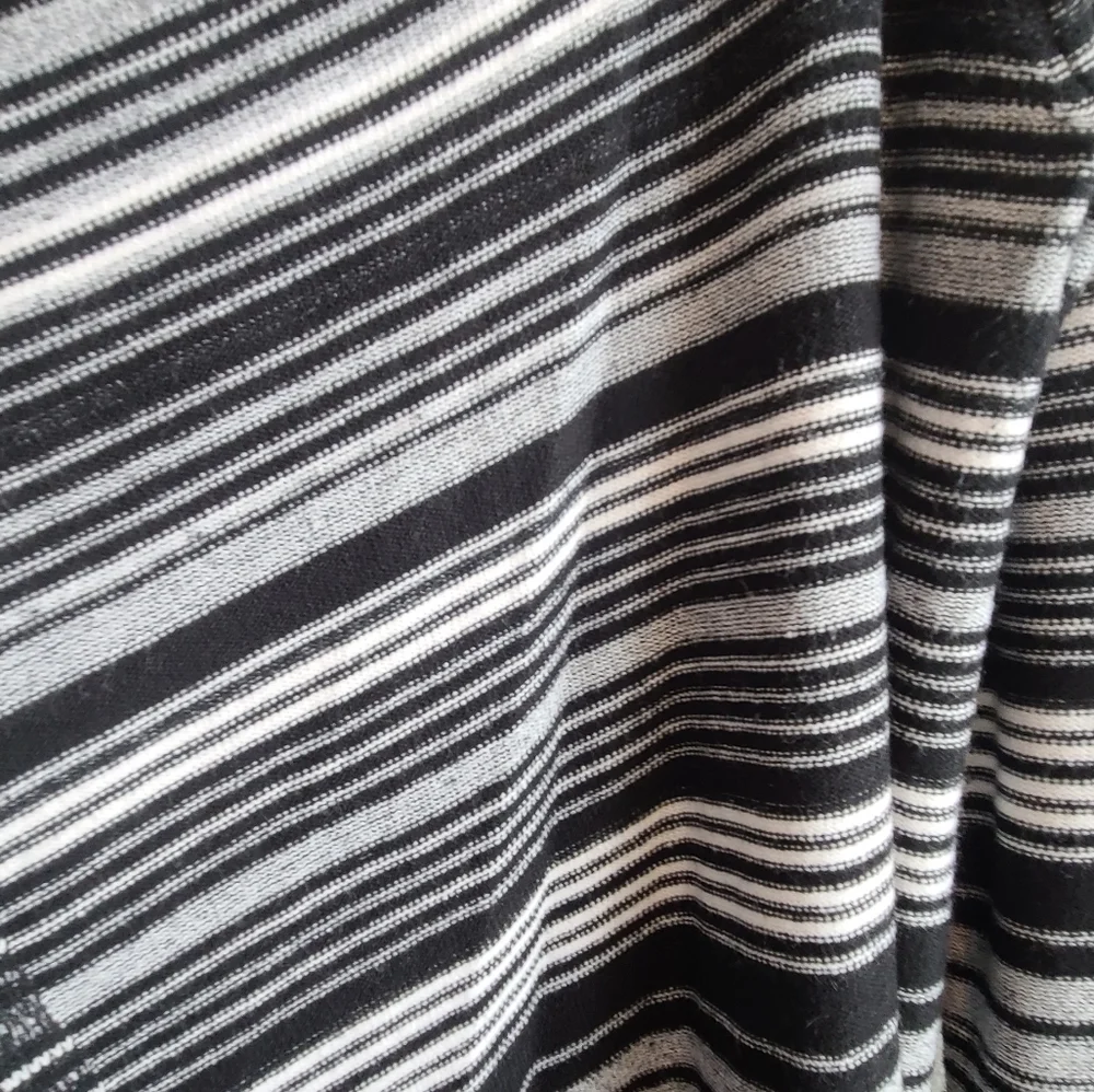 Faded Glory cardigan sweater black, white, gray stripes, women 12-14 - Picture 3 of 5